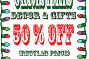 CHRISTMAS DECORATIONS 50% OFF*